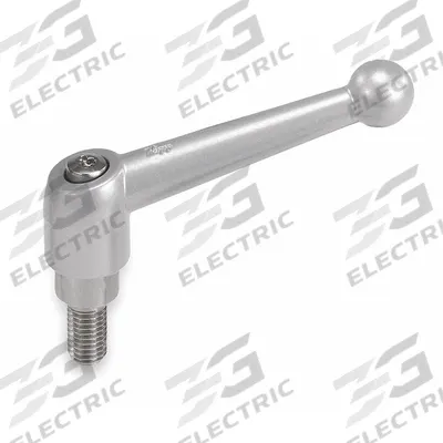 KIPP Adjustable Handle: Zinc w/ Steel Thread, 3/8"-16 - Ball-Style Adjustable Handles with Threaded Stud