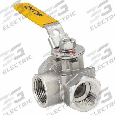 MILWAUKEE VALVE Manual Three-Way Ball Valve: 1 in, CF8M Stainless Steel, L Flow - L-Port Stainless Steel Ball Valves