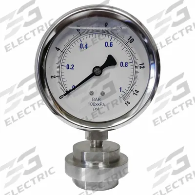 KODIAK CONTROLS Pressure Gauge: 0 psi to 15 psi, KC301, 4 in Dial, 316 Stainless Steel - Dial Pressure Gauges with 316 SS Female-Threaded Mini-Seal