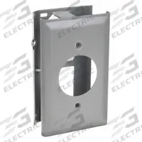 LEGRAND Single Receptacle Cover: 3000, 1 1/2 in Ht, 2 3/4 in Raceway Wd, Steel, Gray (MPN G3033JE). Key specifications — attr1038: LEGRAND; attr1057: Steel; attr1135: Round Opening 1-Gang Box Cover; attr1039: 3000; attr1046: For Installing of Commercially Straight Blade and Locking Single Receptacle; attr1044: Gray; attr1136: Device Boxes.