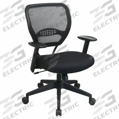 OFFICE STAR Office Chair: Space Seating, Ht, Black, Mesh Material, 18 1/2 in Back Ht - Adjustable-Arm Office Chairs