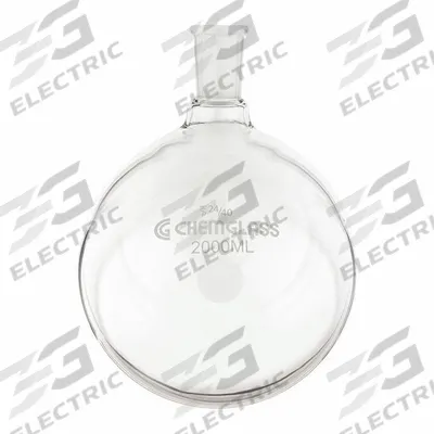 CHEMGLASS Boiling Flask: 2 L, Colorless, Round, A - Glass Boiling Flasks