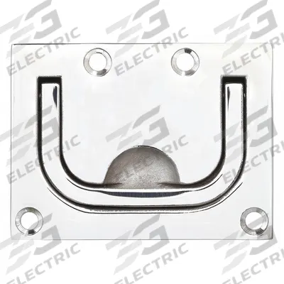 SUGATSUNE Recessed Folding Pull Handle: Unthreaded Holes, Stainless Steel, Silver