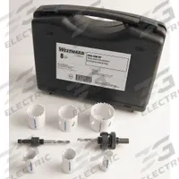 WESTWARD Hole Saw Kit: 8 Pieces, 1 1/2 in Max. Cutting Dp, Bi-Metal, 4/6 Teeth per Inch (MPN 29VX22). Key specifications — attr1098178: 4/6; attr1098172: WESTWARD.