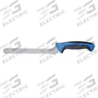 MERCER CUTLERY Utility Knife: Offset, 8 in Overall Lg, Steel Blade, Santoprene/Polypropylene Handle (MPN M22418BL). Key specifications — Sub-brand: Millennia Colors; Brand: MERCER CUTLERY; Blade Material: Steel; Blade Type: Offset; Edge Style: Sharp Edge; Wavy Edge; Forged/Stamped: Stamped; Handle Color: Blue.
