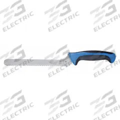 MERCER CUTLERY Utility Knife: Offset, 8 in Overall Lg, Steel Blade, Santoprene/Polypropylene Handle (MPN M22418BL). Key specifications — Sub-brand: Millennia Colors; Brand: MERCER CUTLERY; Blade Material: Steel; Blade Type: Offset; Edge Style: Sharp Edge; Wavy Edge; Forged/Stamped: Stamped; Handle Color: Blue.