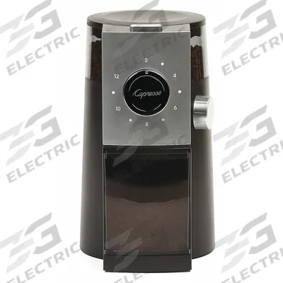 CAPRESSO Coffee Grinder: 0.6 lb Capacity, Single Hopper, Black/Silver - Coffee & Spice Grinders
