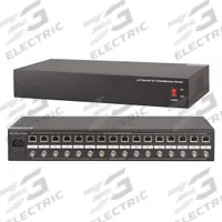 GEM BY TRIPLETT 5 MP Video/Power Hub,16 Position: 16 Ports, Black, RJ45 Female, 7 7/8 in Overall Ht (MPN HDHUB-16PVP). Key specifications — attr931089: 5e; attr931087: GEM BY TRIPLETT; attr931088: Black; attr931090: RJ45 Female; attr931102: Video Hub.