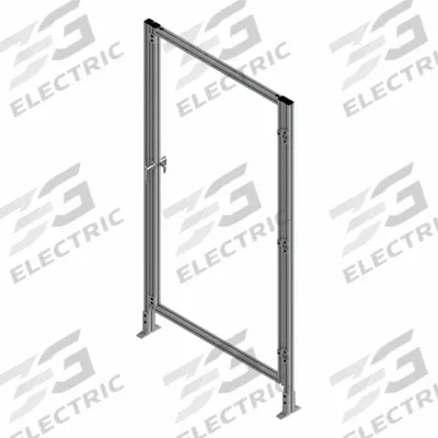 FAZTEK T-Slot Framing System Door: Stand-Alone, Gray, Left Swing, 84 in H x 39 in W x 5 1/2 in D - Clear Plastic Standalone Door Kits