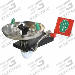 HUGHES SAFETY Plumbed Eyewash: Std, Wall Mnt, Eyes and Face Coverage, Uncovered, Push Plate (MPN 85GEW). Key specifications — attr474381: Push Plate; attr474383: HUGHES SAFETY.