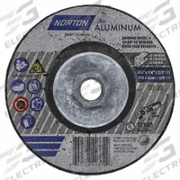 NORTON Depressed Center Wheel: Type 27, 4 1/2" x 1/4" x 5/8", Aluminum Oxide, 20 Grit (MPN 66252849374). Key specifications — Series: Norton for Aluminum; Brand: NORTON.