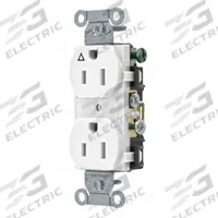 BRYANT Receptacle: Duplex, 5-15, White, 125V AC, 15 A, 2 Pole / 3 Wire (MPN CR15IGW)