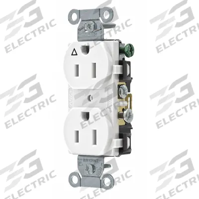 BRYANT Receptacle: Duplex, 5-15, White, 125V AC, 15 A, 2 Pole / 3 Wire (MPN CR15IGW) - General Purpose Receptacles