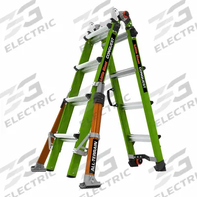 LITTLE GIANT Combination Ladder: 5 Configurations, Fiberglass, 300 lb Load Capacity - Staircase & Extending Multifunction Ladders