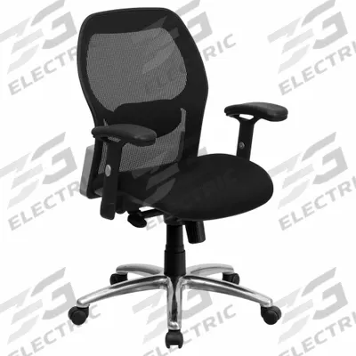 FLASH FURNITURE Office Chair: Albert, Ht, Black, Mesh Material, 25 in Back Ht - Adjustable-Arm Office Chairs