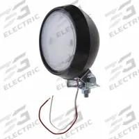 GROTE Flood Light: Round, 12V DC, LED, Clear, Black, 4 in Overall Dia, 5 3/4 in Overall Ht, Bolt (MPN 63551). Key specifications — Lens Color: Clear; Mount Type: Bolt; Electrical Connection: Blunt Cut; Housing Color: Black; Brand: GROTE; Operating Voltage: 12V DC; Mount Style: Surface.