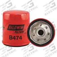 BALDWIN FILTERS Oil Filter: B474, LF3964, M16-1.50 Thread Size, 3 9/16 in Overall Ht, Oil, Quincy. Key specifications — Baldwin Interchange: B474; FleetGuard Interchange: LF3964; Brand: BALDWIN FILTERS; Compatible Vehicle Make: Quincy; Includes: 8 psid Bypass Valve; Media Material: Cellulose.