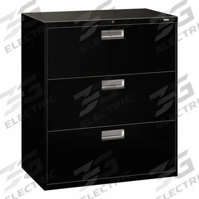 HON Lateral File Cabinet with Drawer: Black, 3 Drawers, 39 1/8 in Overall Ht - Lateral File Cabinets