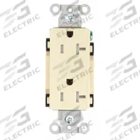 BRYANT Receptacle: Decorator Duplex, 5-20, Ivory, 125V AC, 20 A, 2 Pole / 3 Wire (MPN DRS20ITR)