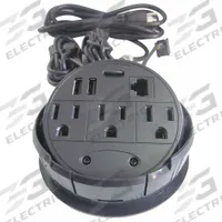 APPROVED VENDOR Power Pod: 3 Outlets, 8 ft Cord Lg, Black, 4.22 in Wd, Recessed Mounting, Type A (MPN 49T419). Key specifications — Shape: Round; Brand: APPROVED VENDOR; USB Connectors Included: Type A; Mounting Style: Recessed.