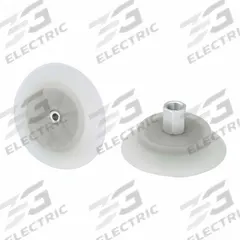 SCHMALZ Vacuum Pad Assembly: Flat, G1/8 in Vacuum Port, 54.3 mm Pad Dia, Food Grade Silicone Rubber (MPN 10.01.01.14104). Key specifications — attr1019136: 10.01.01.14104; attr1019138: SCHMALZ; attr1019139: 55 A.
