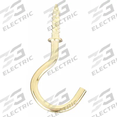 APPROVED VENDOR Cup Hook: Screw-In, 1 Points per Hook, Brass, 1 in Projection - Screw-In Utility Hooks