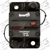 Automotive Circuit Breaker: CB, 42V DC, 90 A at 42V DC, Stud (MPN CB90PB). Key specifications — Series: CB; Voltage: 42V DC; Interrupt Rating: 90 A at 42V DC; Terminal Connection: Stud; Circuit Breaker Type: Hi-Amp Circuit Breaker; Brand: BUYERS PRODUCTS.