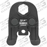 DEWALT Press Jaws: 1 1/4 in Pipe, Copper/Stainless Steel, For Professional-Grade Press (MPN DCE200114). Key specifications — attr518773: Jaws and Rings; attr537224: 1-1/4 in; attr518762: Stainless Steel; attr518771: Stainless Steel; attr518761: Professional-Grade Press; attr518760: DEWALT.