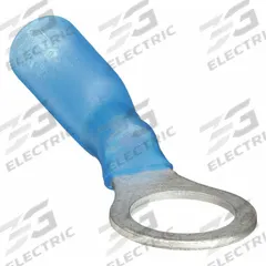 GRAINGER Ring Terminal: Blue, Heat Shrink Insulation, 5/16 in Stud Size, 16 AWG to 14 AWG Wire Sizes (MPN 5WHH8). Key specifications — Brand: GRAINGER.