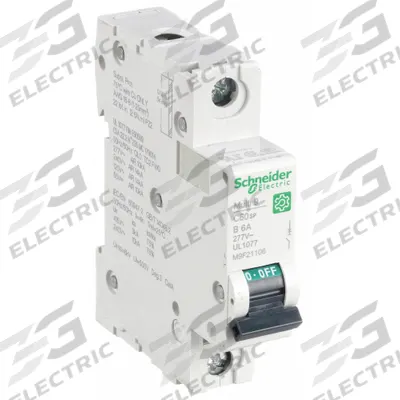 SCHNEIDER Supplementary Protector: 6 A Amps, 60V DC, 14kA at 120/240V AC, Screw Clamp - B-Curve, 1-Pole UL1077 DIN Rail-Mount Supplementary Protectors