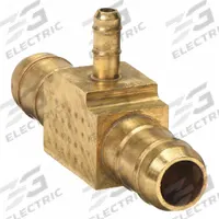 PARKER Barbed Tee: 1/4 in ID x 1/4 in ID x 5/32 in ID Size, Barbed x Barbed x Barbed, Brass, Rigid (MPN 224-4-4-5/32). Key specifications — Brand: PARKER.