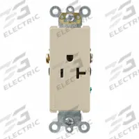 LEVITON Plugs and Receptacles: Single, 5-20, Ivory, 125V AC, 20 A, 2 Pole / 3 Wire (MPN 16341-I)