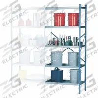 DENIOS Open Metal Shelving: Add-On Unit, Heavy-Duty, 18 in x 34 in, 84 in Overall Ht, 4 Shelves (MPN K32-1108). Key specifications — Frame Material: Steel; Shelving Material: Steel; Assembled: Unassembled; Color: Silver; Shelving Configuration: Add-On Unit; Brand: DENIOS.