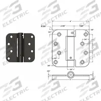 APPROVED VENDOR Butt Hinge: Steel, Full Mortise, 4 in Leaf Wd (MPN 56-427SBRS). Key specifications — Removable Pin: No; Bearing Type: Adjustable; Material: Steel.