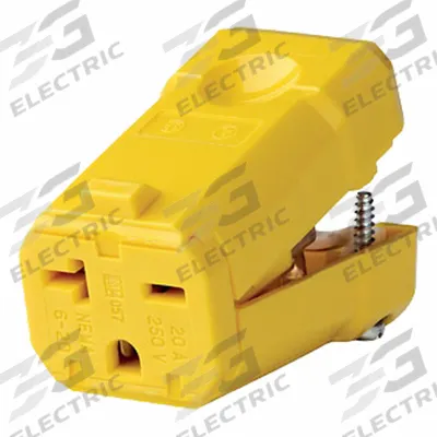 LEVITON Straight Blade Connector: 6-20R, 250V AC, 20 A, 2 Pole, 3 Wire, Yellow (MPN 5459-VY) - General Purpose Connectors