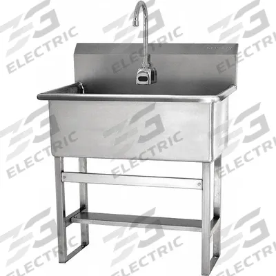 SANI-LAV Scrub Sink: 45 1/2 in Overall Ht, 28 in Bowl Lg, 10 1/2 in Bowl Dp, 2 gpm Flow Rate - One-Station Freestanding Hand Sinks with Faucets