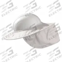 OCCUNOMIX Visor with Neck Shade: White, Cotton with Wire Spring Around Rim (MPN 899-008). Key specifications — Head Protection Color: White; Material: Cotton with Wire Spring Around Rim; Sun Shade Mounting: Over-the-Hat with Wide Brim; For Use With: Front and Full Brim Hard Hats; Brand: OCCUNOMIX.