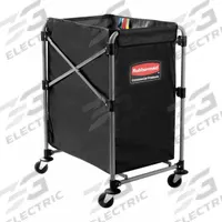 RUBBERMAID COMMERCIAL PRODUCTS Basket Truck: 5 cu ft, 220 lb, 24 1/8 in L x 20 1/4 in W x 34 in H (MPN 1881749). Key specifications — attr1346169: RUBBERMAID COMMERCIAL PRODUCTS; attr1346173: Black; attr1346183: (4) Swivel; attr1346189: Assembled.