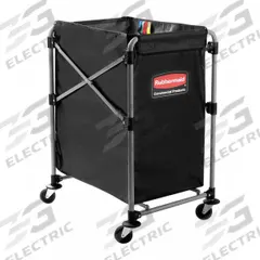 RUBBERMAID COMMERCIAL PRODUCTS Basket Truck: 5 cu ft, 220 lb, 24 1/8 in L x 20 1/4 in W x 34 in H (MPN 1881749). Key specifications — attr1346169: RUBBERMAID COMMERCIAL PRODUCTS; attr1346173: Black; attr1346183: (4) Swivel; attr1346189: Assembled.