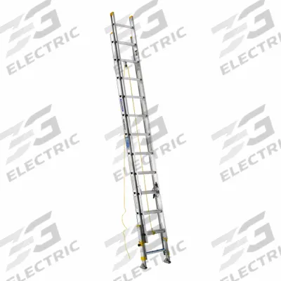 WERNER Extension Ladder: 24 ft Ladder Size, Aluminum, 250 lb Load Capacity, 46 lb Wt - Leg Leveling Lightweight Aluminum Extension Ladders