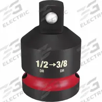 MILWAUKEE IMPACT REDUCER: 1/2 in Input Drive Size, Black Phosphate, 3/8 in Output Drive Size, Square (MPN 49-66-6725). Key specifications — attr1204900: Square; attr1204904: Locking Not Included; attr1204910: MILWAUKEE; attr1204913: Black Phosphate.