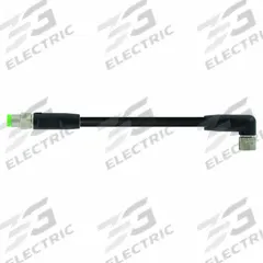 Cordset: M8 Male Straight X M8 Female Right Angle, 3 Pins, Black, PUR, 0.6 m Cable Lg (MPN 7000-88021-6300060). Key specifications — Cable Jacket Color: Black; End 1 Mounting Orientation: Straight; End 1 Gender: Male; End 1 Connection Type: M8; Cable Jacket Material: PUR; Brand: MURRELEKTRONIK; IP Rating: IP68; End 2 Connection Type: M8.