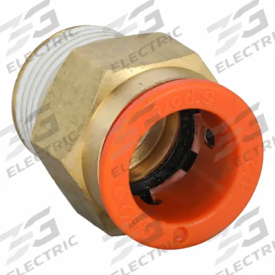 SMC Push-Fit Adapter Fitting: 1/2 in OD x 3/8 in Pipe Size, Push-to-Connect x BSPT - Polybutylene & Brass Tube Fittings