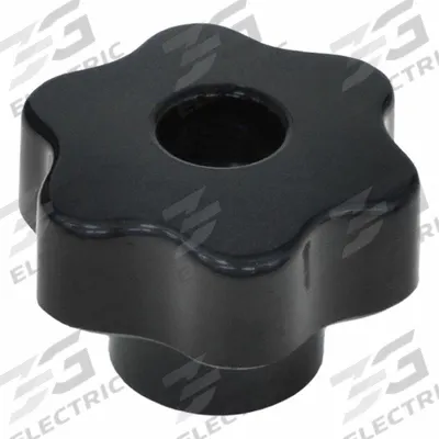 JW WINCO Hand Knobs; Six-Lobed Knobs: 6 Point, Plastic w/ Brass Thread, M16 Thread - 6-Arm Knobs with Threaded Through-Hole