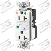 BRYANT Receptacle: Hospital Grade, Duplex, 5-20R, White, 125V AC, 20 A, 2 Pole / 3 Wire (MPN SP83IGWA)