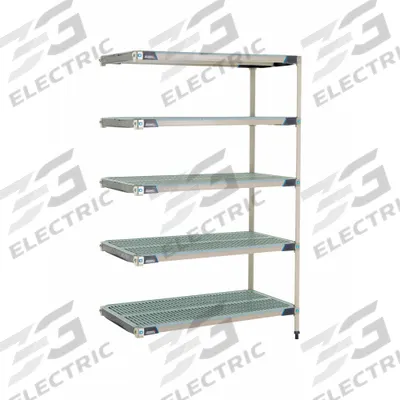 METRO Plastic Industrial Shelving: 24 in x 48 in, 74 in Overall Ht, 5 Shelves - Harsh-Environment Antimicrobial Stationary Plastic Shelving