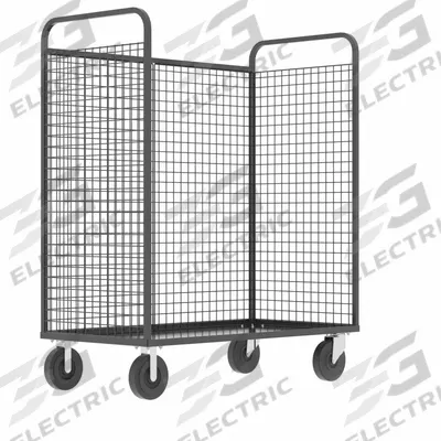 VALLEY CRAFT Cage Cart: 2,000 lb, Overall Dim. 57 in L x 30 in W x 68 in H, Rubber - Dual-Side-Access with Wire Shelves