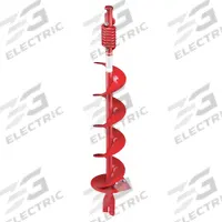 ECHO Earth Auger: 34 in Overall Lg, 6 in Overall Dia, Steel, Powder Coated, Clockwise Rotation (MPN 99944900180). Key specifications — Brand: ECHO; Driveshaft Connection Shape: Round; Finish: Powder Coated; Material: Steel; Rotation: Clockwise.