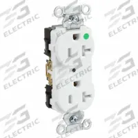 HUBBELL Receptacle: Hospital Grade Fed. Spec., Duplex, 5-20R, White, 125V AC, 20 A, 2 Pole / 3 Wire (MPN 8300WTRA)