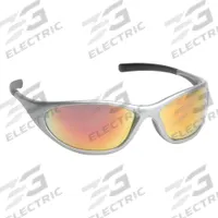 PYRAMEX Safety Glasses: Amber Lens, Full-Frame, Mirrored/Scratch-Resistant, Silver Frame (MPN SS3345E). Key specifications — Brand: PYRAMEX; Frame Color: Silver; Lens Color: Amber; Lens Properties: Scratch-Resistant / Mirrored.